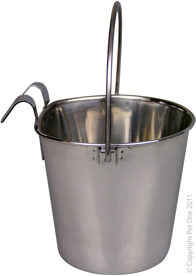 Pet One Stainless Steel Pale Hanging Flat Backed 4.35l