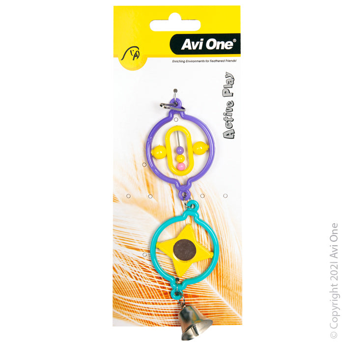 Avi One Bird Toy Twin Rings W/ Turning Beads Star Mirror