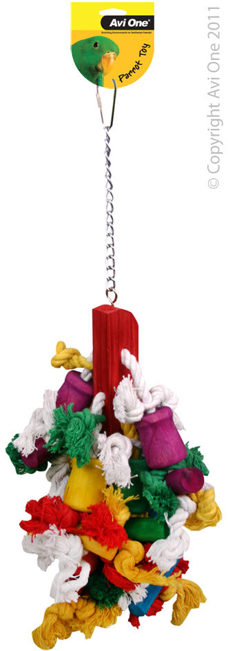 Avi One Parrot Toy Mop Wood/rope/beads 43cm