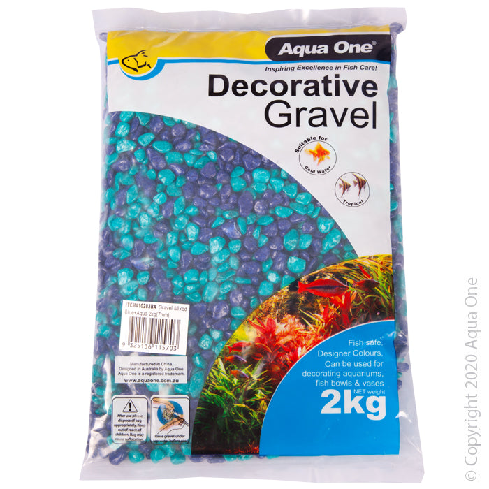 Aqua One Decorative Gravel 2kg Aqua Blue Mix