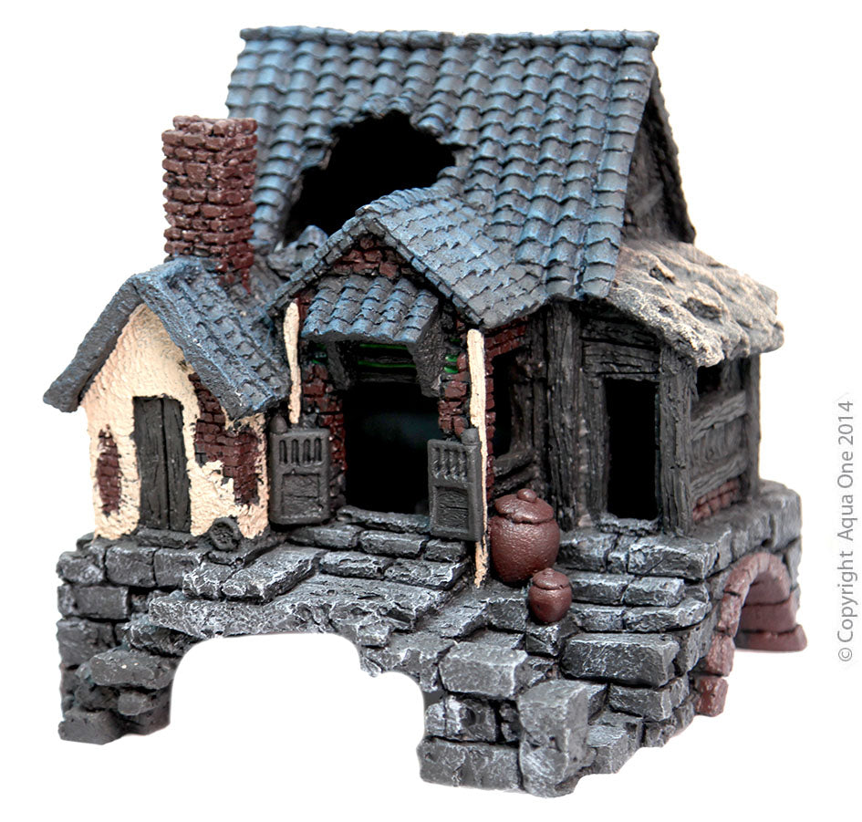 Aqua One Ornament Large Cottage On Rock 37110