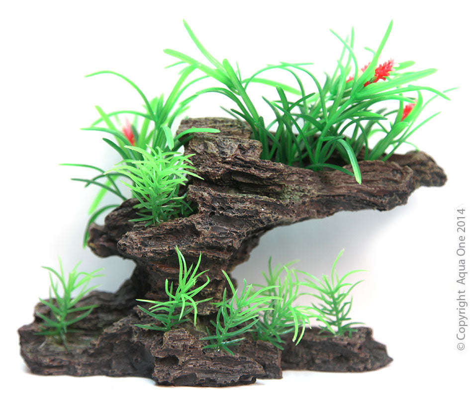 Aqua One Ornament Plants On Sandstone 19.5x7x11cm