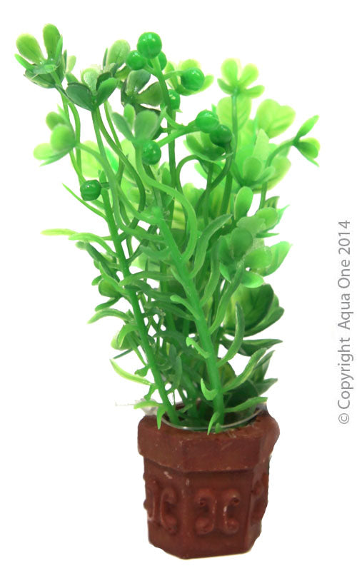 Aqua One Betta Ornament Pot Plant Mixed Green Plants 10cm 24330