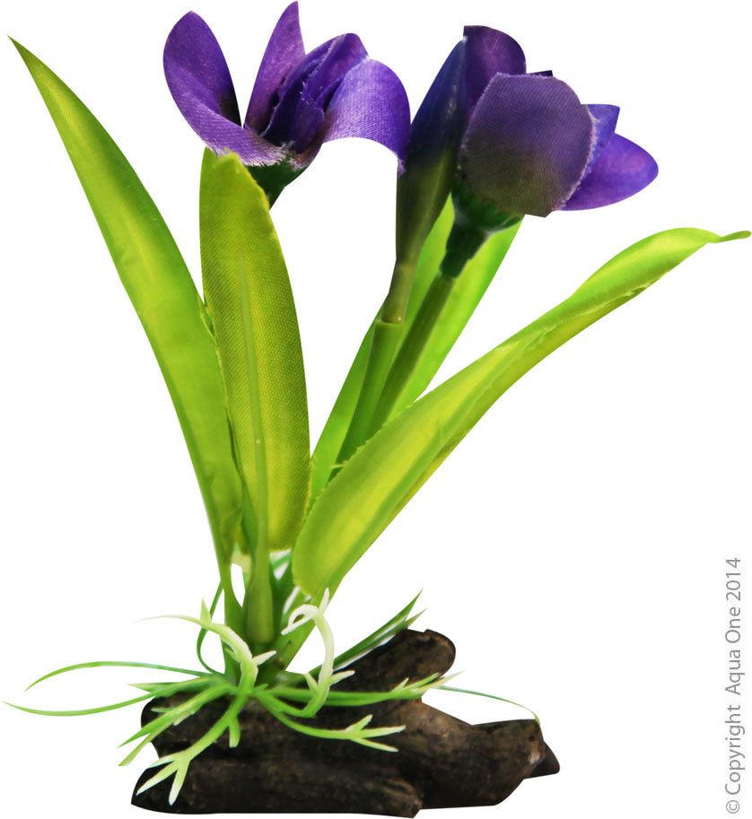Aqua One Plants Plastic W/log Base Violet S