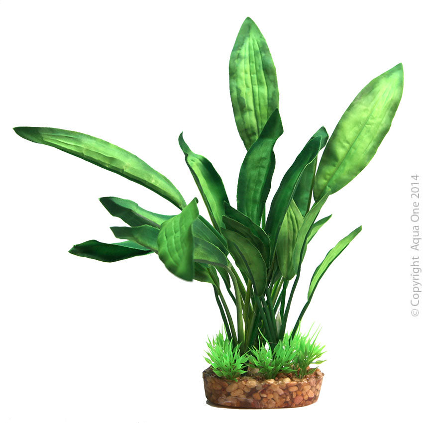 Aqua One Silk Plant Echinodorus W/ Gravel Base Large