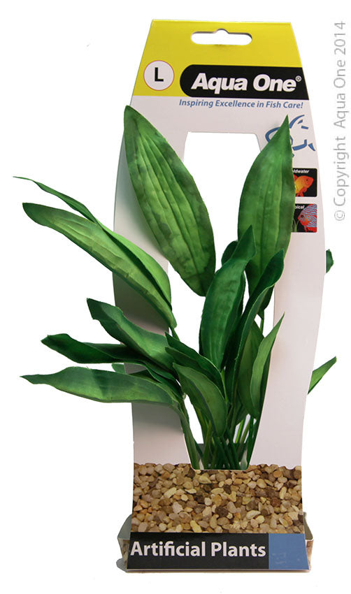 Aqua One Silk Plant Echinodorus W/ Gravel Base Large