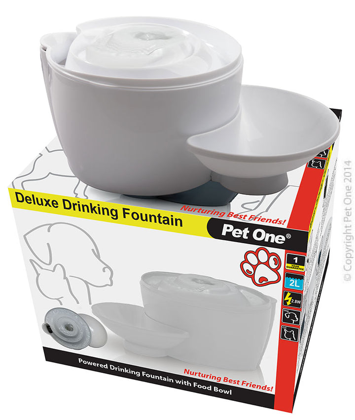 Pet One Deluxe Drinking Fountain Plastic White