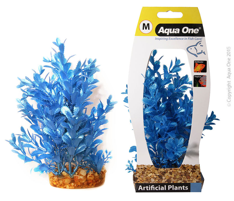 Aqua One Plants Plastic Ludwigia Med 20cm Blue