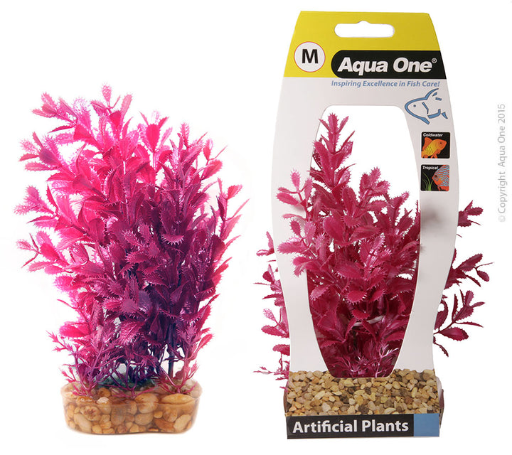 Aqua One Plants Plastic Ludwigia Med 20cm Red