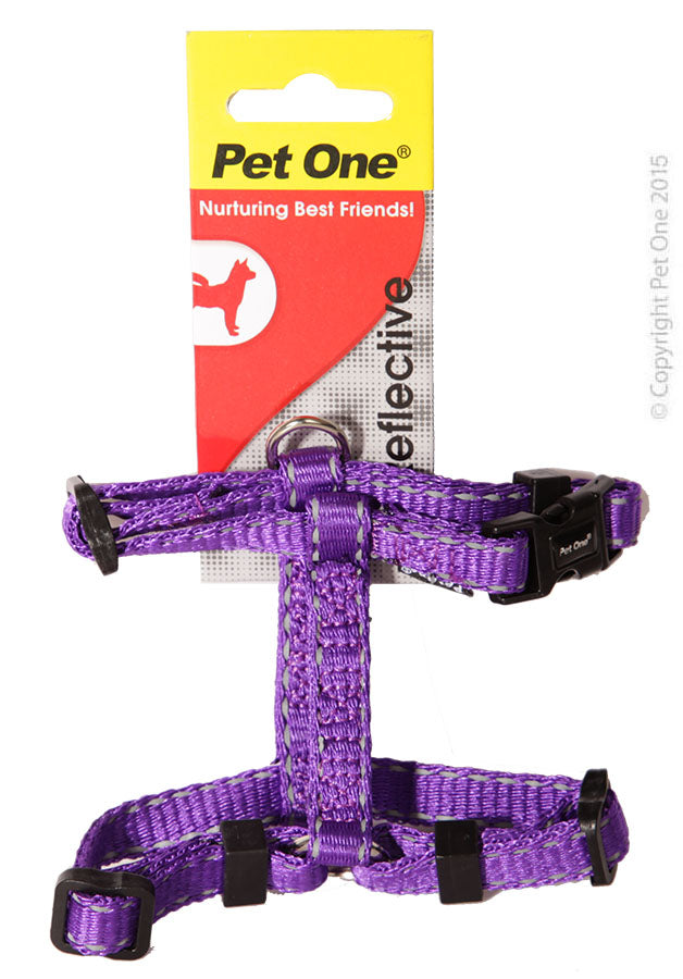 Pet One Harness Nylon Reflective Purple 10mm