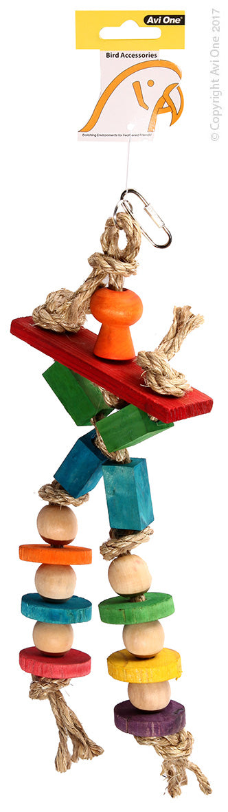 Avi One Bird Toy Wooden Cross W/sisal 12x35cm 22877