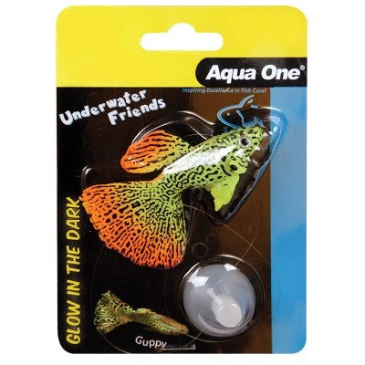 Aqua One Underwater Friends Guppy Fish Float Glow In Dark