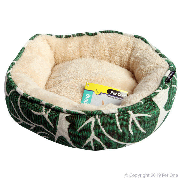 Pet One Bedding Small Animal Round Tropical Leaf 20x20x8cm