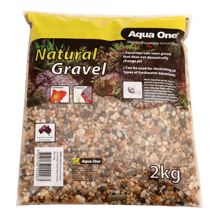 Aqua One Gravel Natural Australian 2kg Gold Dark 4-6mm Mix