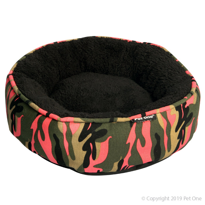 Pet One Bedding Small Animal Round Pink Camo 20x20x8cm