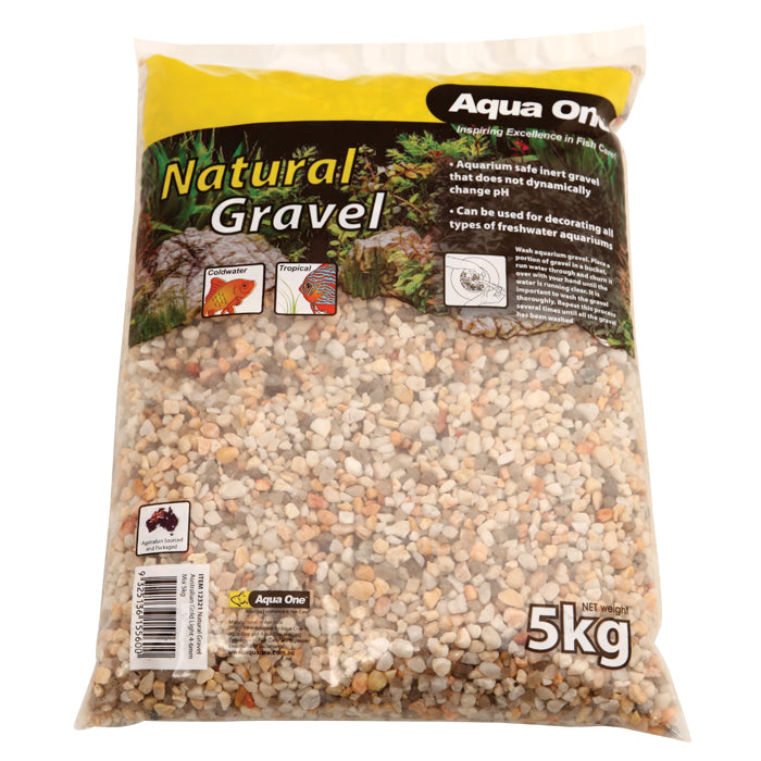 Aqua One Gravel Natural Australian 5kg Gold Light 4-6mm Mix