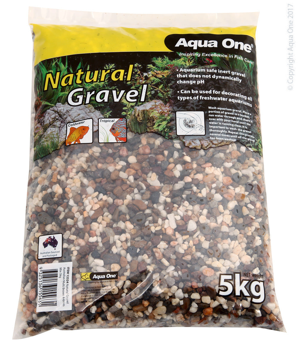 Aqua One Gravel Natural Australian 5kg Multi Brown