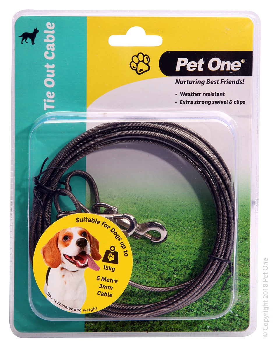 Pet One Tie Out Cable 3mmx5m <15kg 