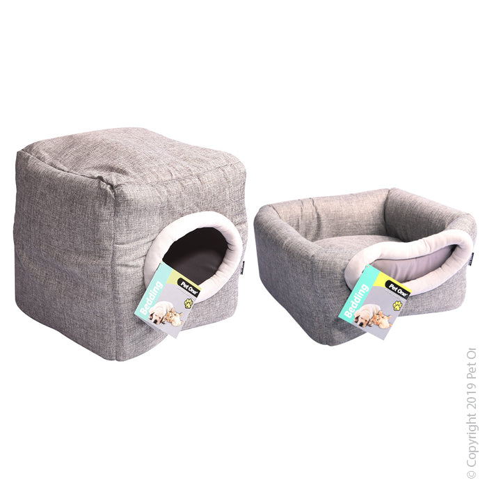 Pet One Bedding Cat Cubby Cube Linen Silver
