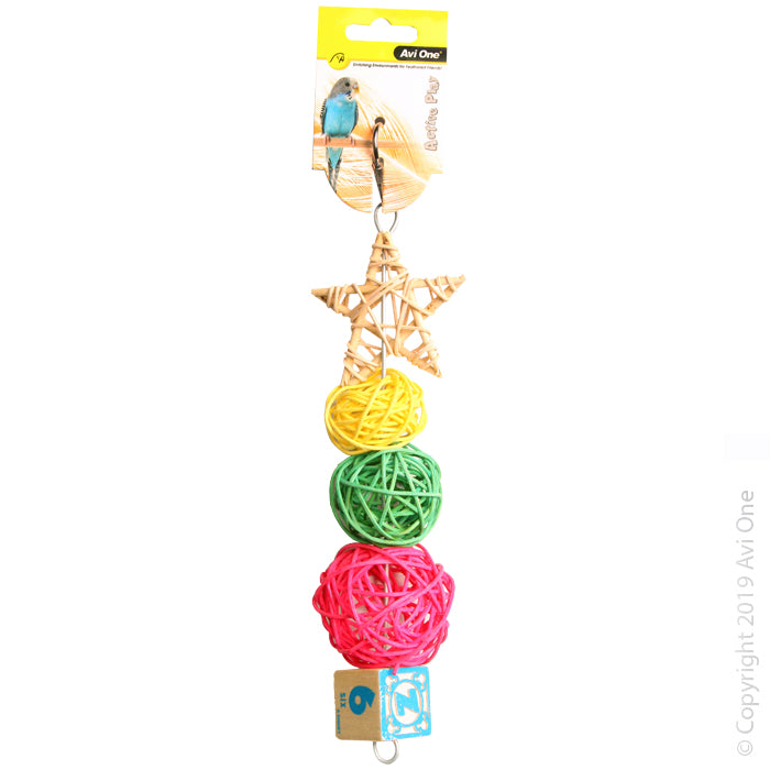 Avi One Bird Toy Rattan Star & Balls