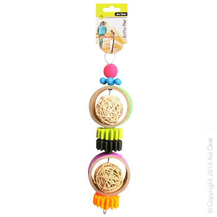 Avi One Bird Toy Rattan Balls W Plastic Disc 27cm