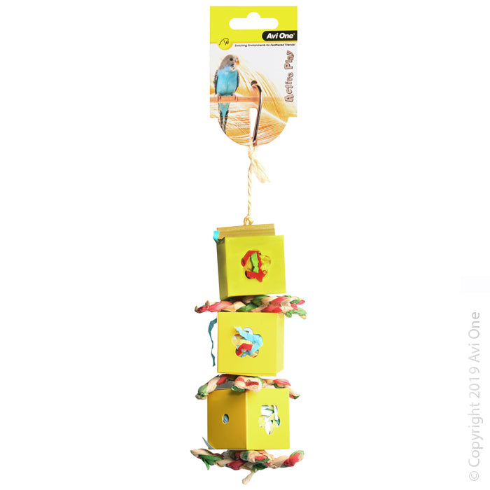 Avi One Bird Toy Boxes Paper Wooden Beads