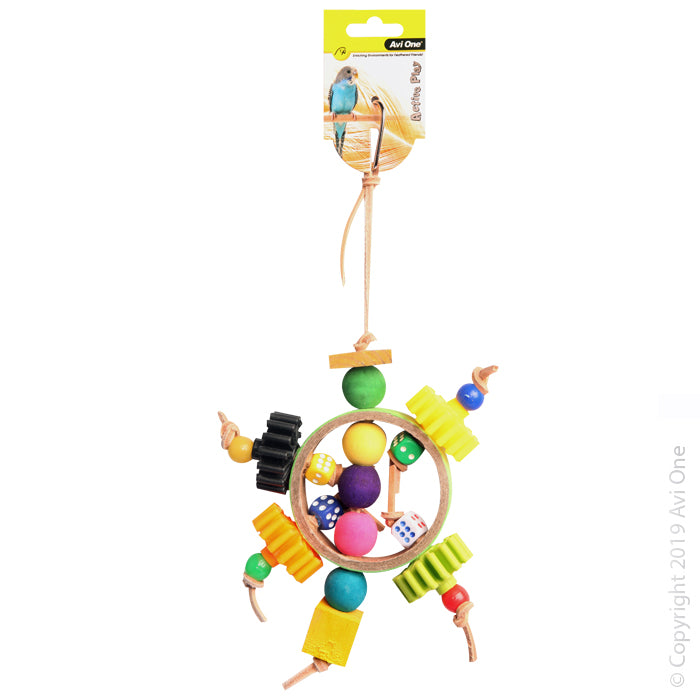 Avi One Bird Toy Paper Rings W Woodennplastic Beads 27cm