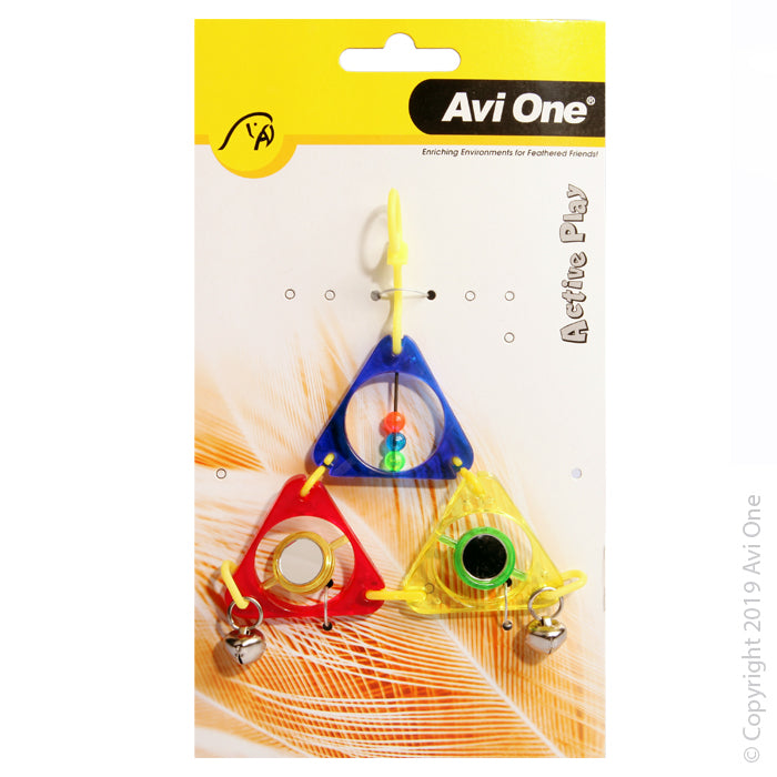 Avi One Bird Toy Triangle Pyramid With Mirror Beads/bell 16cm