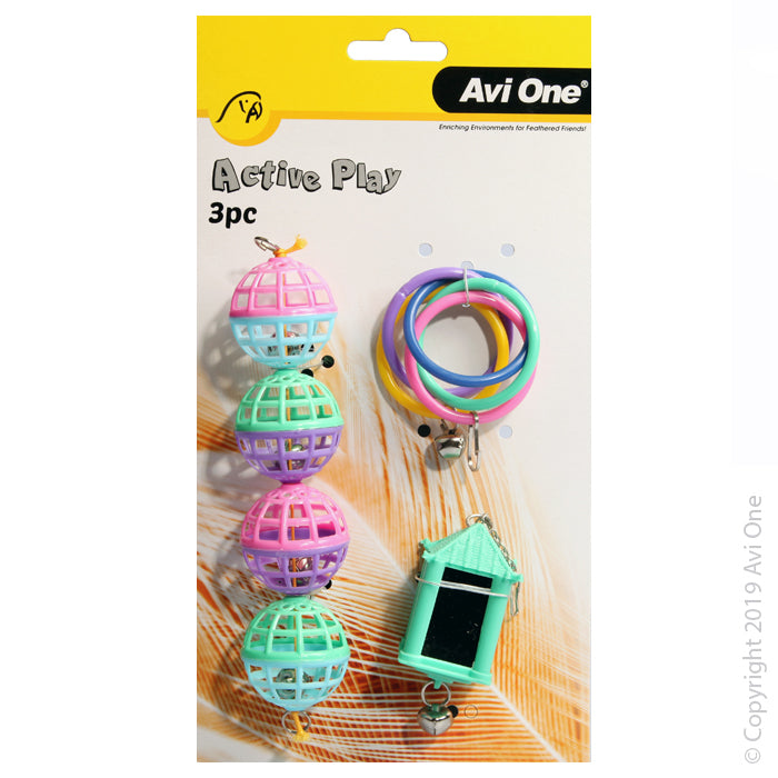 Avi One Bird Toy3pce Olympic Rings W Bell Chain Of Lattice Ball/lattern W Mirr0r