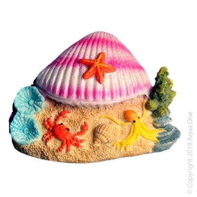 Aqua One Ornament Clam On Beach 9.5x7.5x6cm