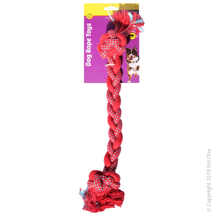 Pet One Dog Toy Rope Braided With Knots Red 45cm