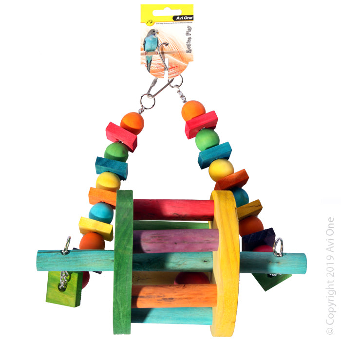 Avi One Bird Toy Wooden Swing With Wheel Large