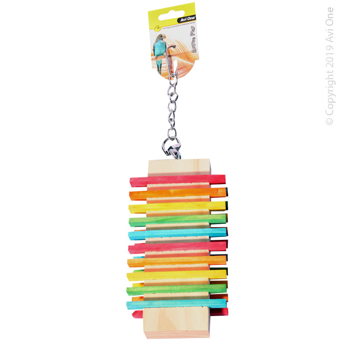 Avi One Bird Toy Wooden Block With Rainbow Steps 37cm