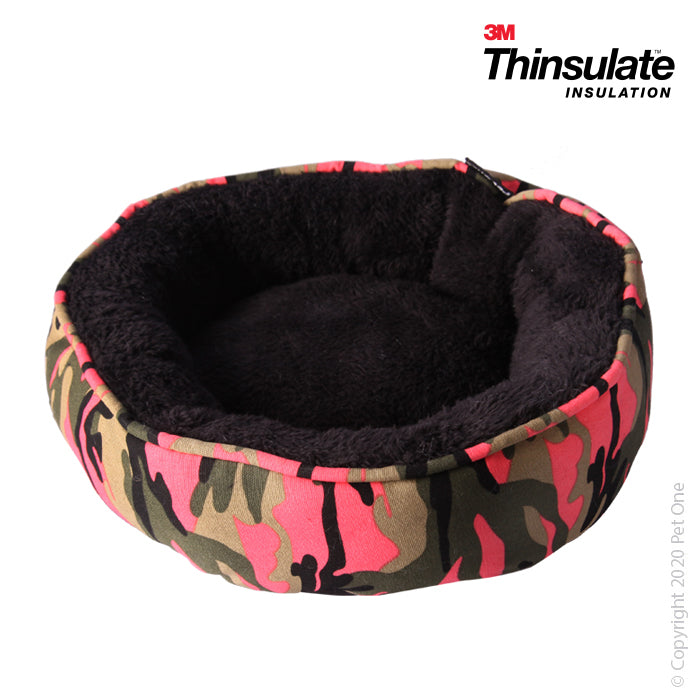 Pet One Bedding Small Animal Round Warm Zone Pink Camo 20x20x8cm