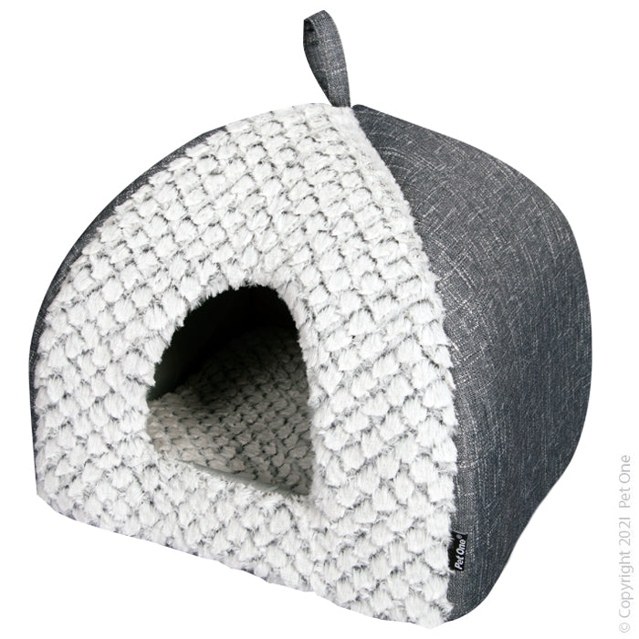 Pet One Bedding Cat Cubby Cave Grey Plush