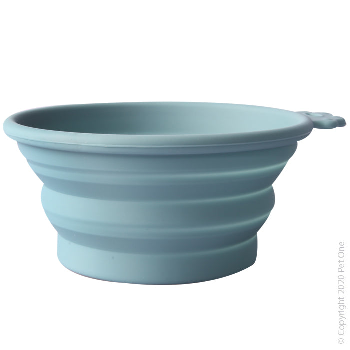 Pet One Silicone Pop-up Bowl Med Blue Stone 20286bs