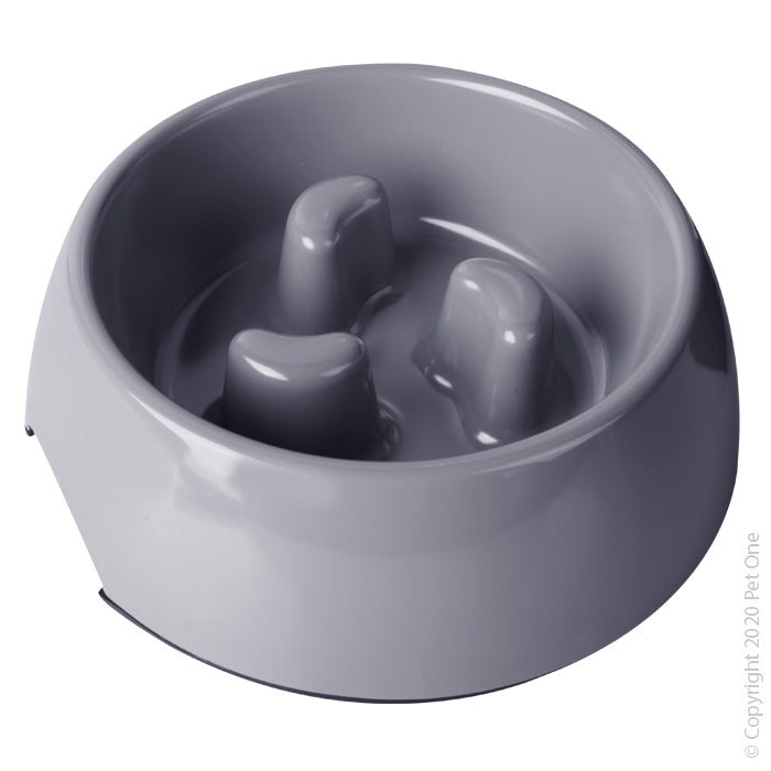 Pet One Melamine Slow Bowl 600ml Grey 20305l-gy