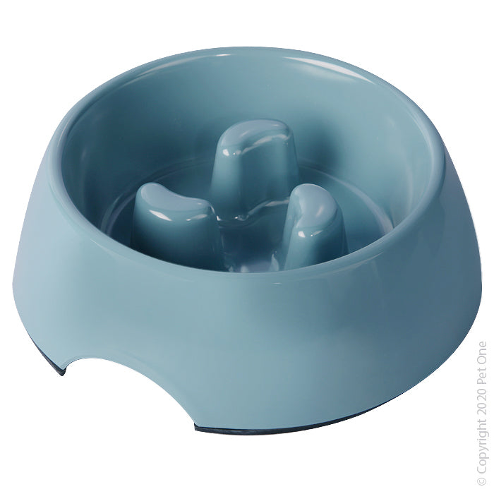 Pet One Melamine Slow Bowl 600ml Blue Stone 20305l-bs