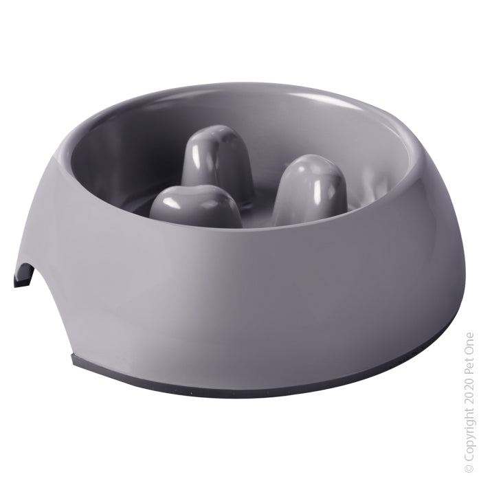 Pet One Melamine Slow Bowl 300ml Grey 20305m-gy