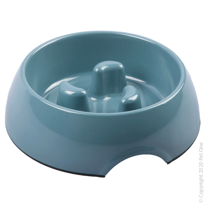 Pet One Melamine Slow Bowl 300ml Blue Stone 20305m-bs