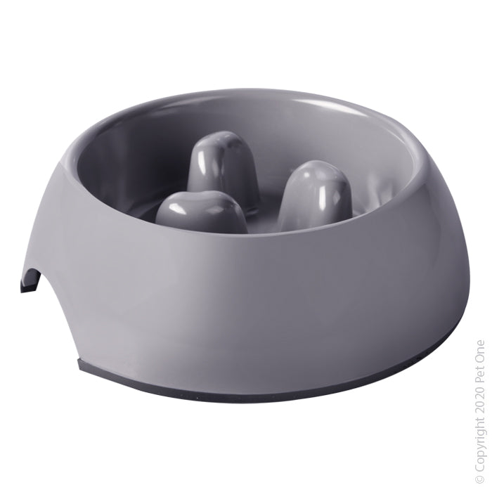 Pet One Melamine Slow Bowl 140ml Grey 20305s-gy