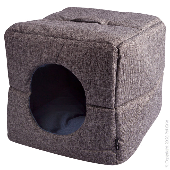 Pet One Bedding Cat Cube Eco Recycled Materials Grey