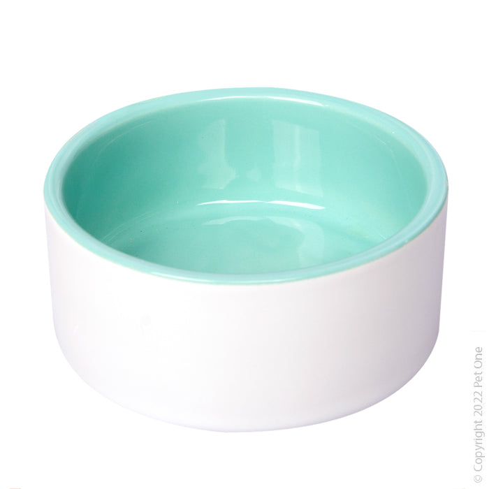 Pet One Ceramic Pet Bowl Green/white 8.7cm 100ml