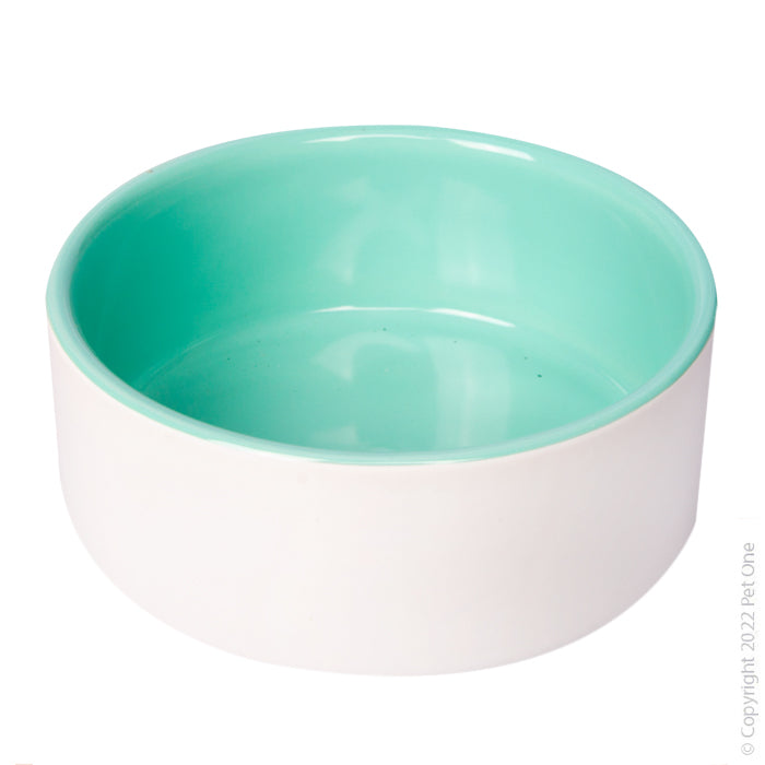 Pet One Ceramic Pet Bowl Green/white 11.5cm 300ml