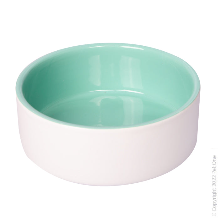 Pet One Ceramic Pet Bowl Green/white 15cm 800ml