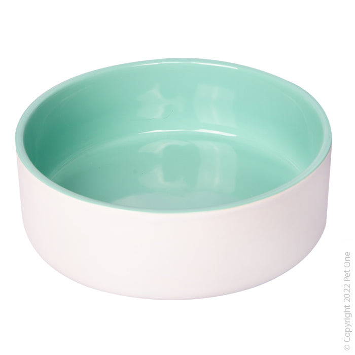 Pet One Ceramic Pet Bowl Green/white 19.5cm 1300ml