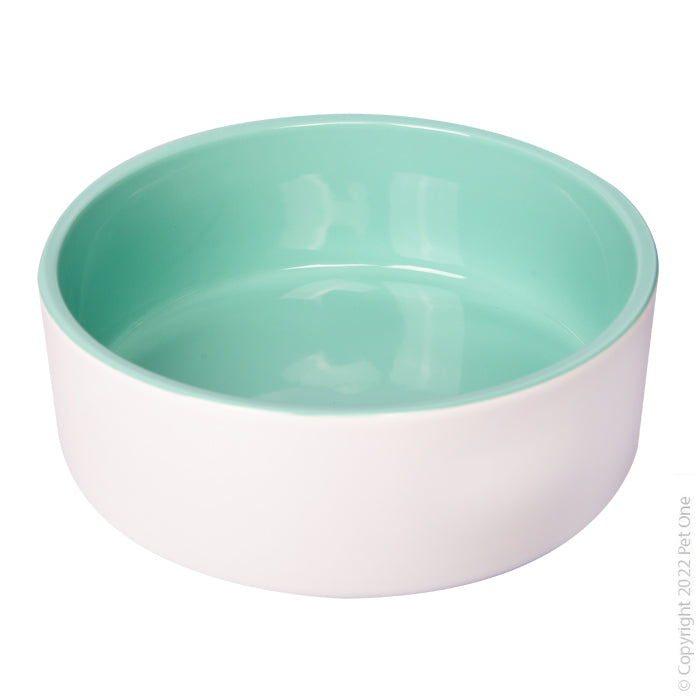 Pet One Ceramic Pet Bowl Green/white 22.5cm 2200ml