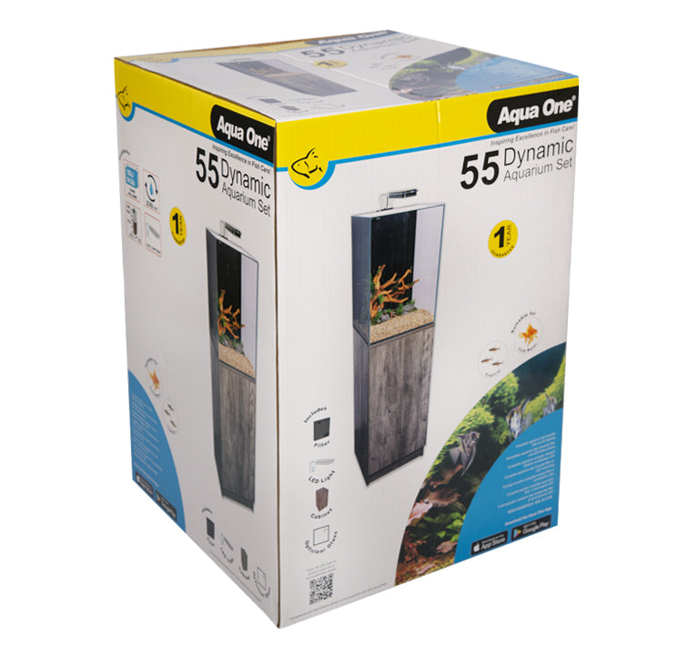 Aqua One Aquarium Dynamic 55 Aquarium Set 55l Oak 35wx35dx50/70cm H