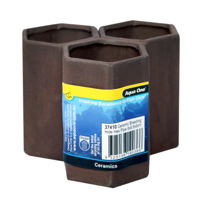 Aqua One Ornament Ceramic Breeding Hide Hex Pipe 9x6.8x9cm