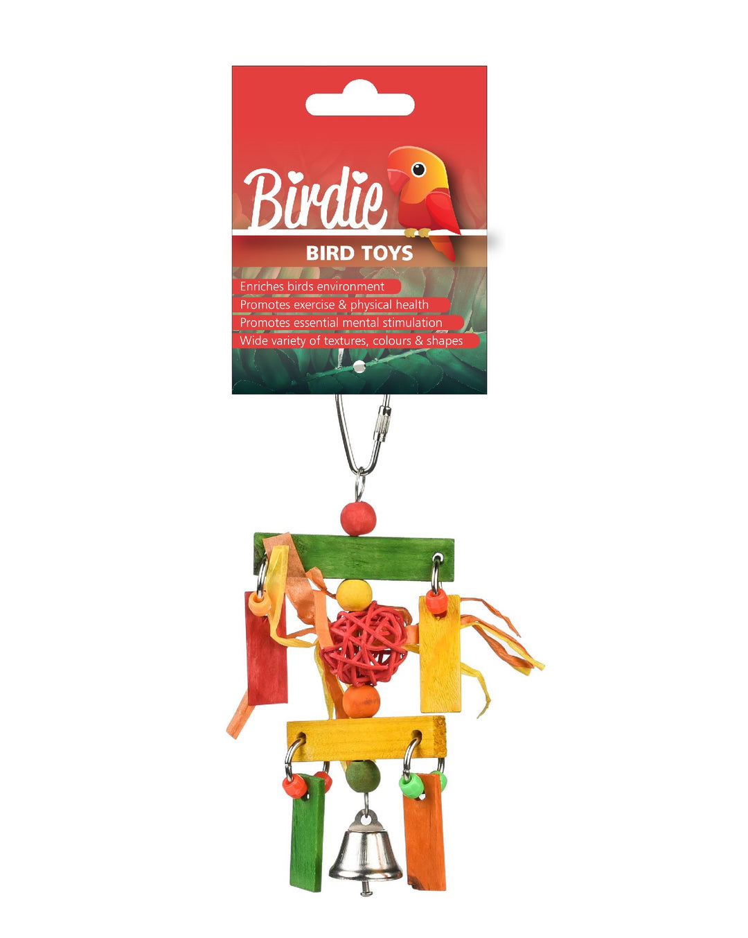 Birdie Rainbow Wicker Ball Dangler